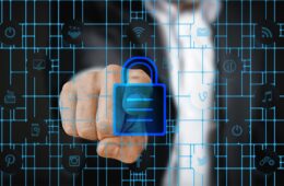 Complex Passwords and IT Securiity Image shows a padlock in a tech grid to demonstrate the importance of IT Security